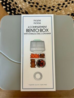 Gray 4-Compartment Bento Box with Stainless Steel Container- New